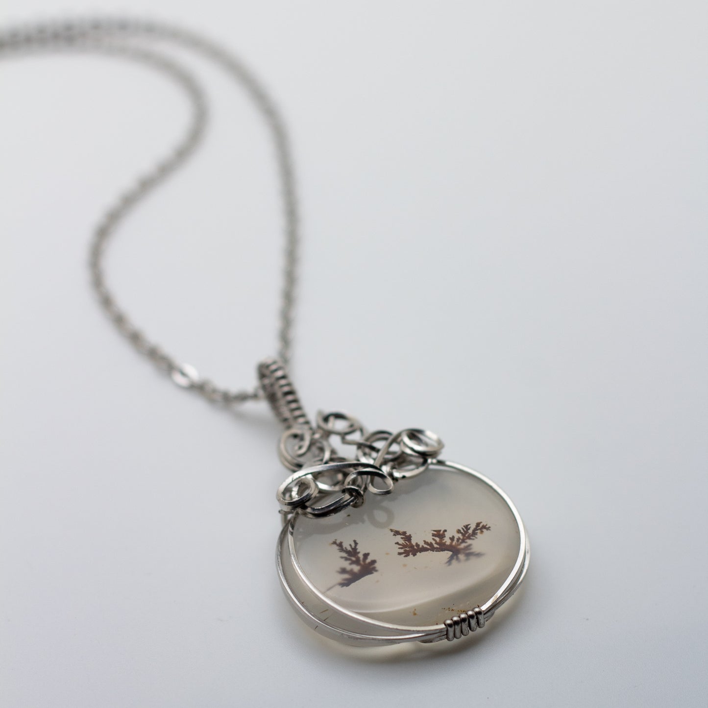 Dendritic Opal Wire Wrap Necklace