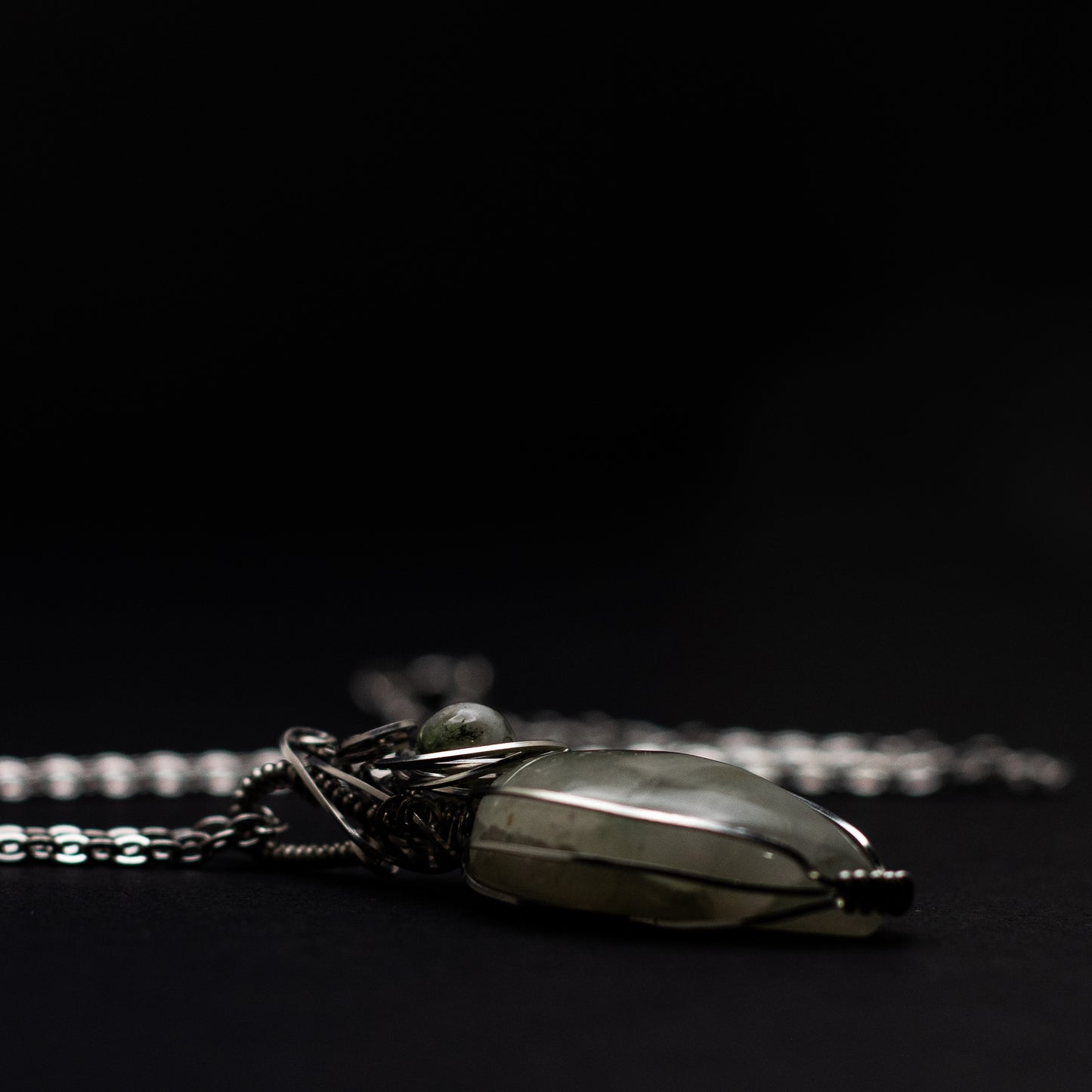 Prehnite Wire Wrap Necklace