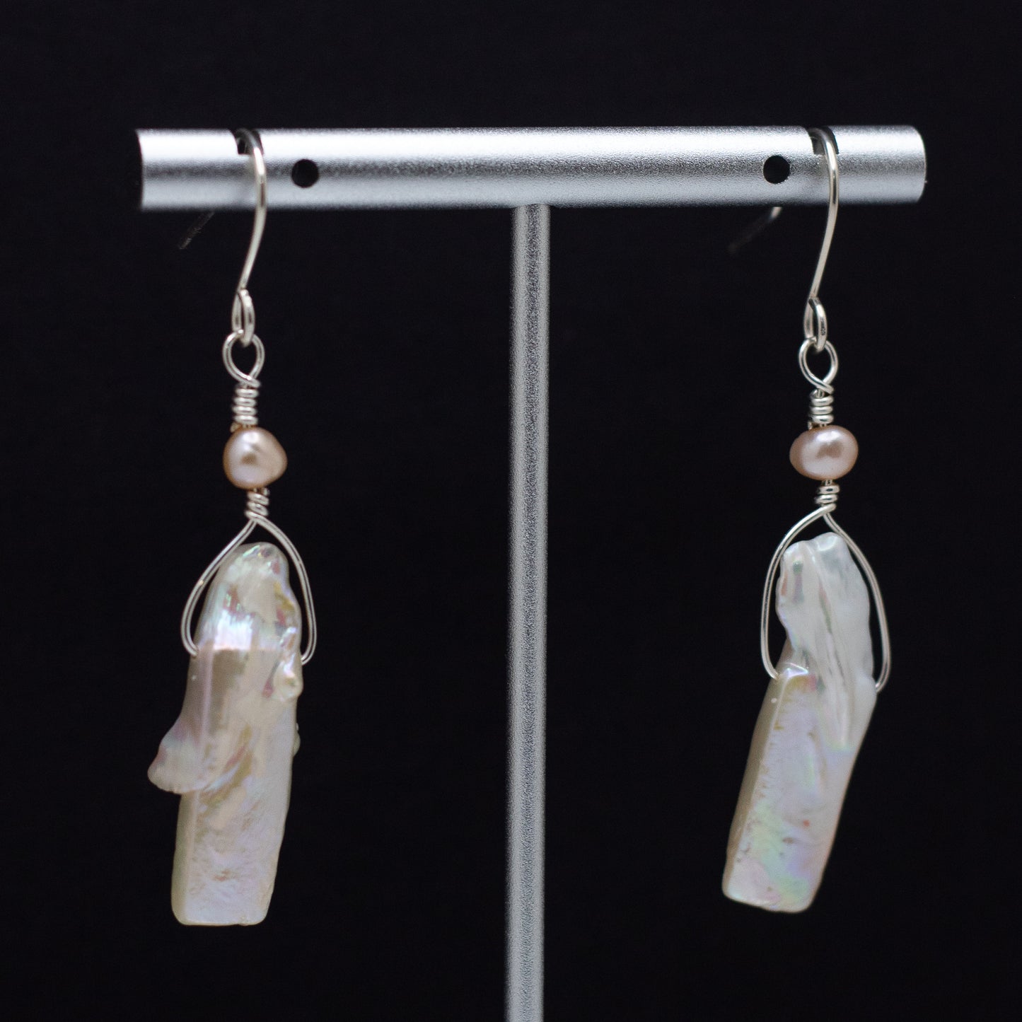 Keshi & Champagne Pearl Earrings (Sterling Silver)