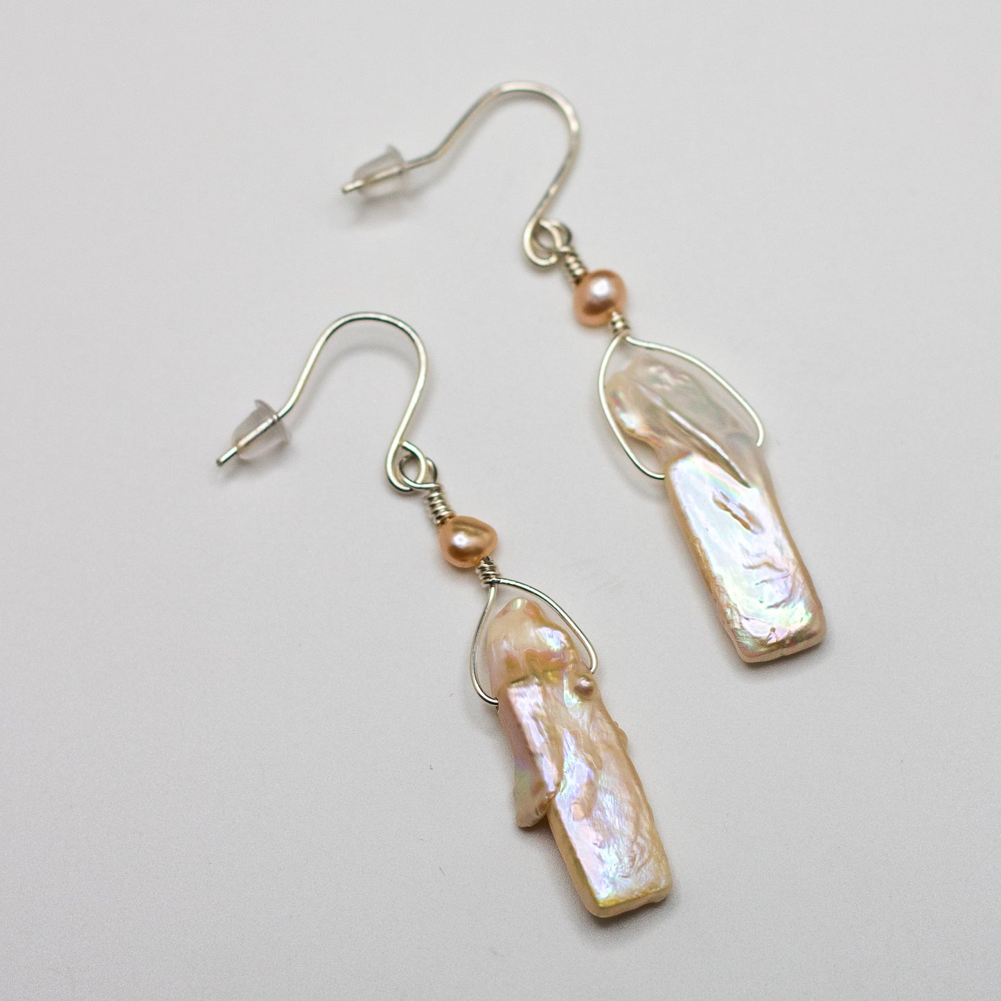 Keshi & Champagne Pearl Earrings (Sterling Silver)