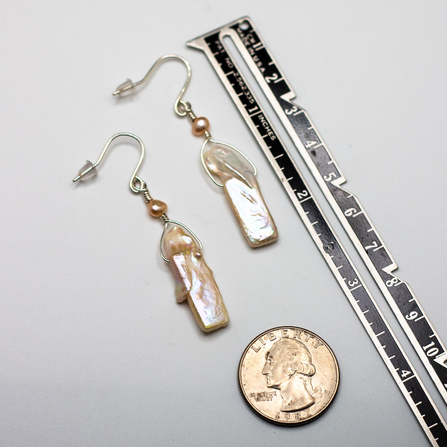 Keshi & Champagne Pearl Earrings (Sterling Silver)