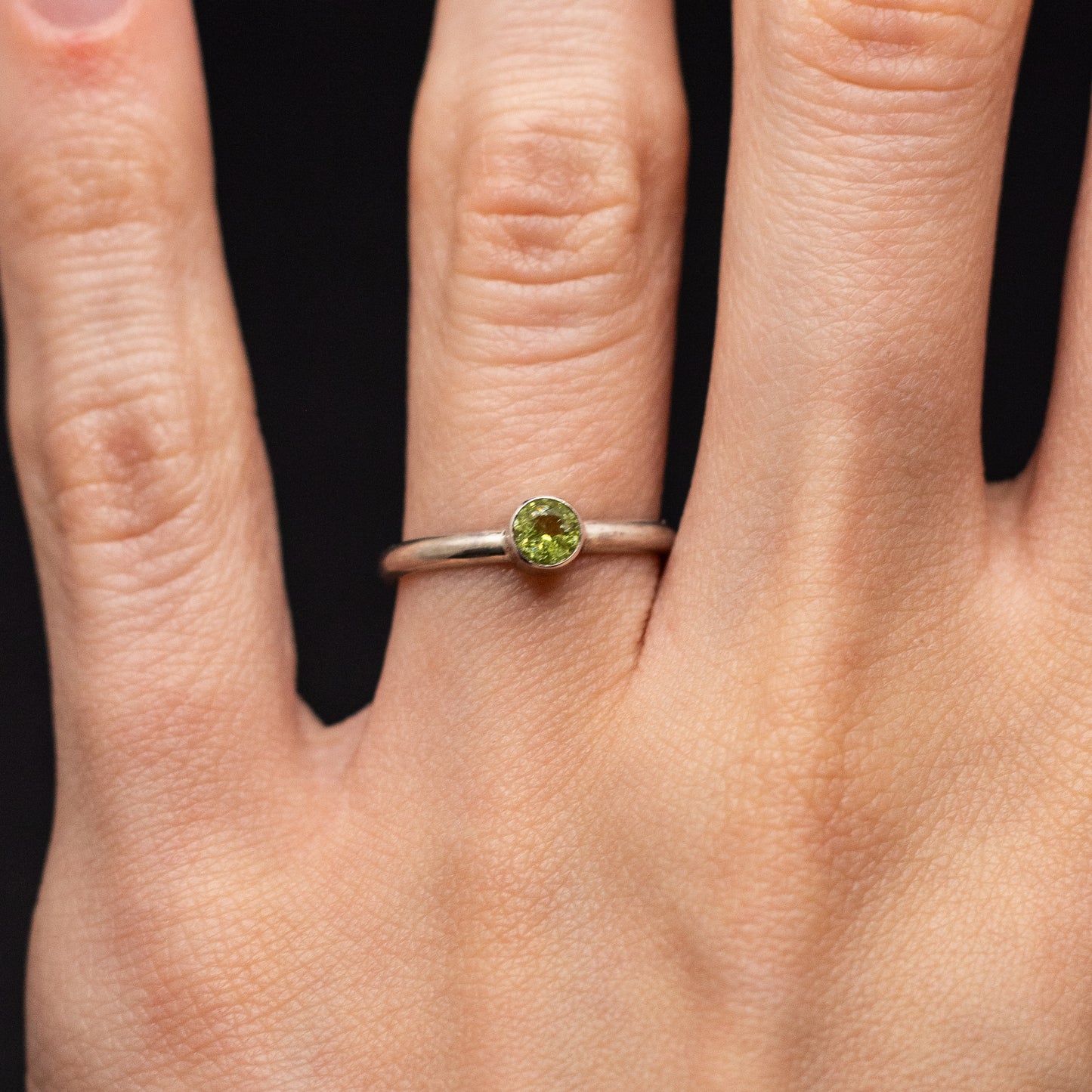 4mm Birthstone Sterling Silver Ring