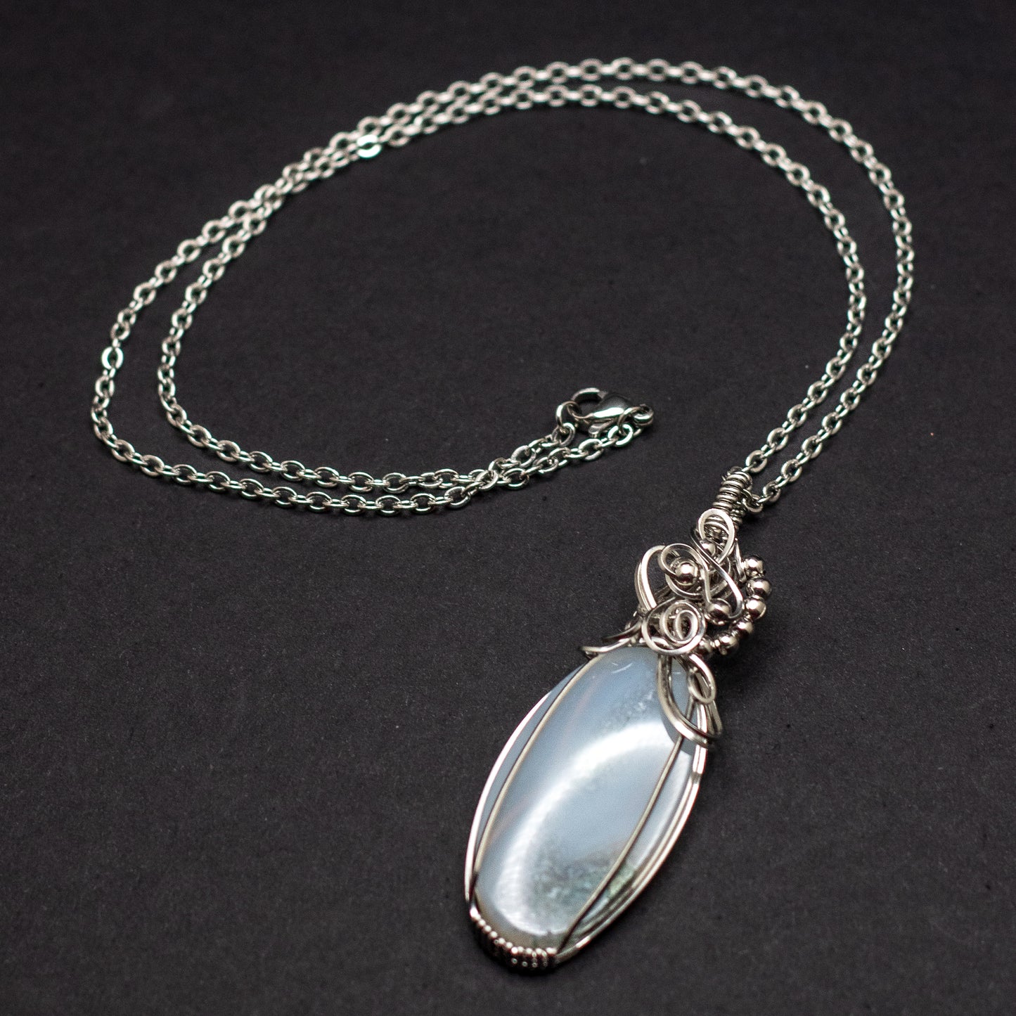 Moss Agate Wire Wrap Necklace