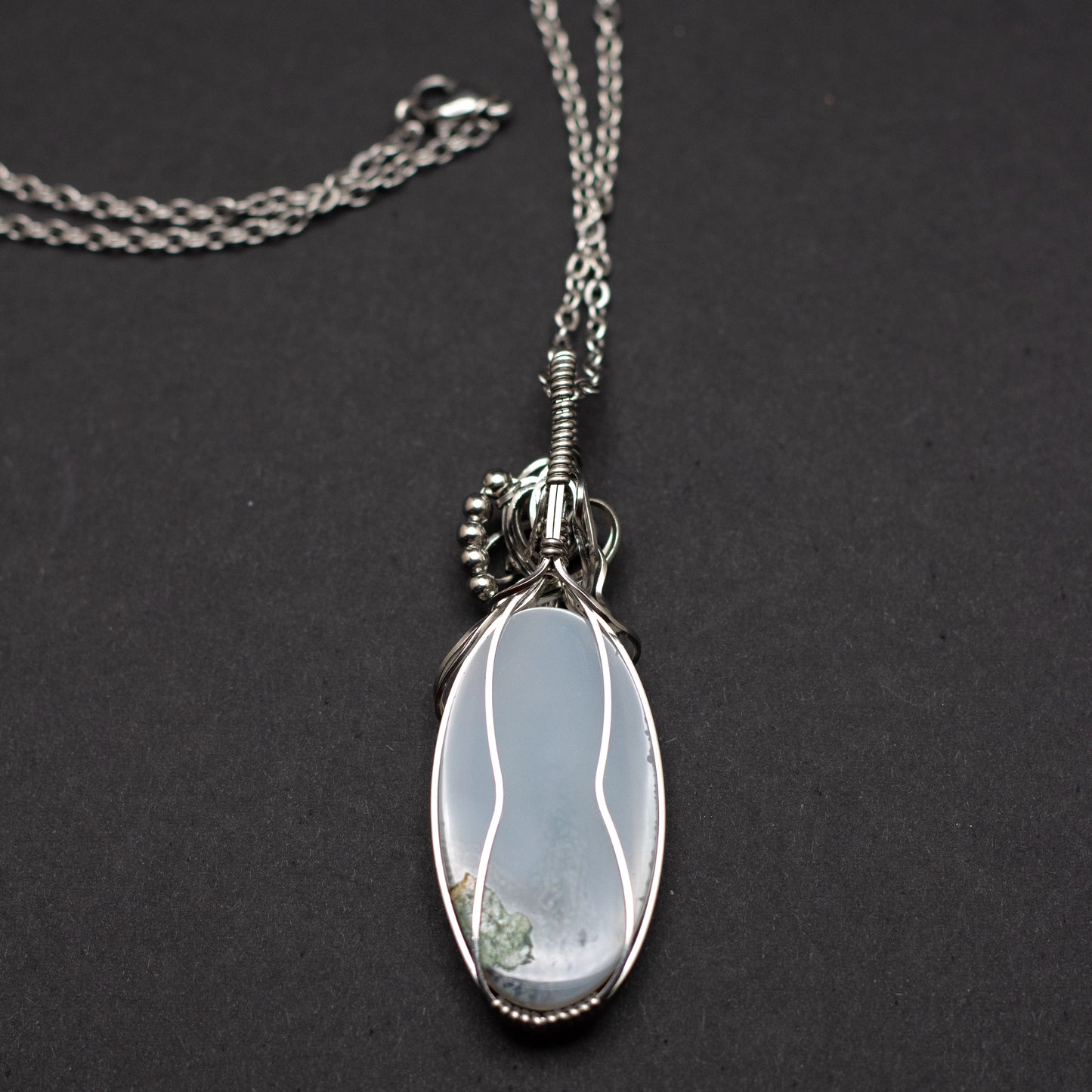 Moss Agate Wire Wrap Necklace