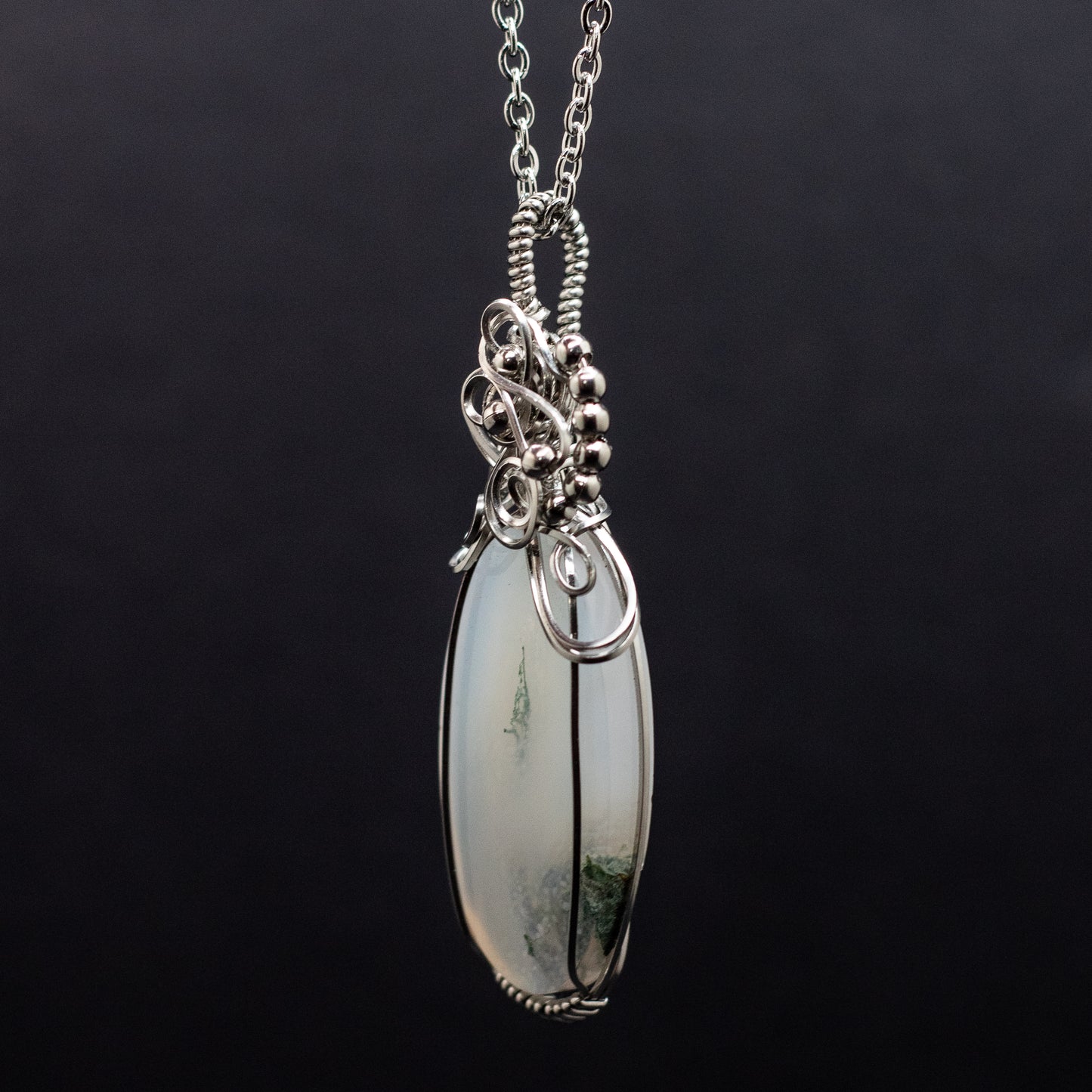 Moss Agate Wire Wrap Necklace