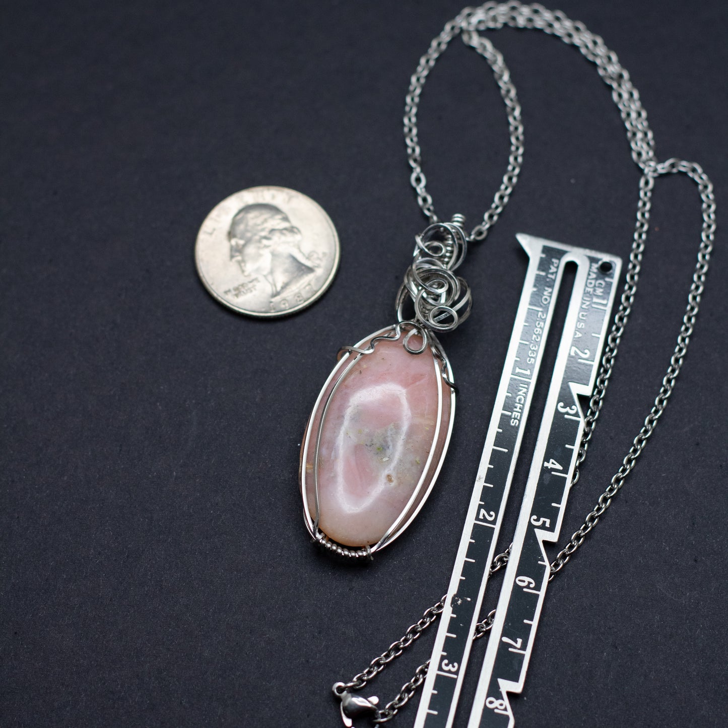 Pink Opal Wire Wrap Necklace