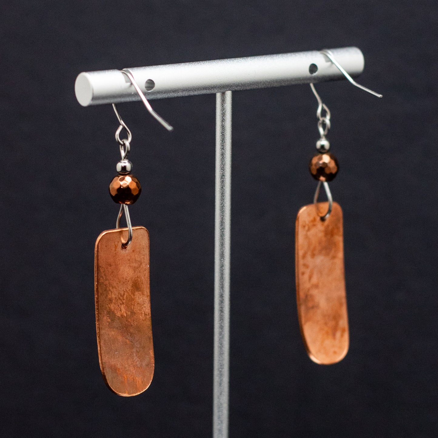 Scallop Textured Copper Earrings with Bronzite