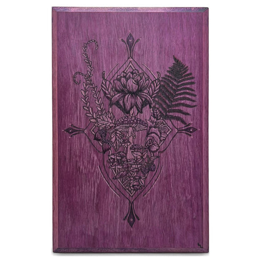 Peg’s Wild Symphony – Original Pyrography & Carving on Purpleheart Wood