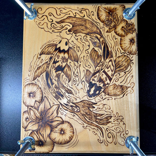 Koi in the Pond Flower Press (9.5 x 12" Poplar)