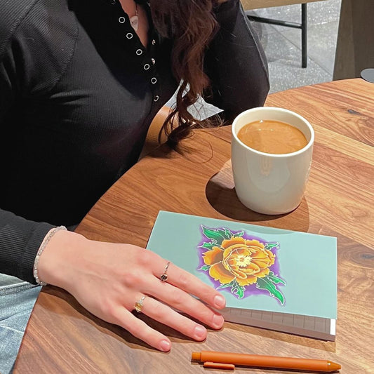 Orange Peony Journal (Soft Touch, Wide-Ruled)