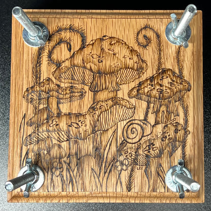 Mushroom with Snail Flower Press (5.5 x 5.5" Oak)