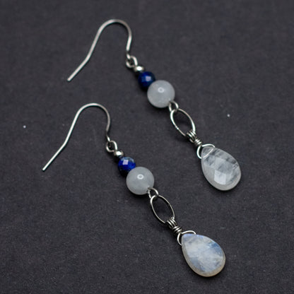 Blue Moonstone & Lapis Lazuli Earrings