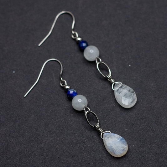 Blue Moonstone & Lapis Lazuli Earrings