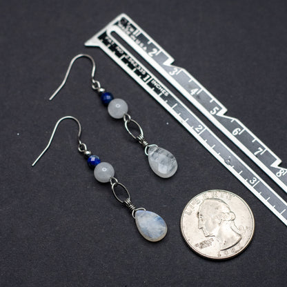 Blue Moonstone & Lapis Lazuli Earrings