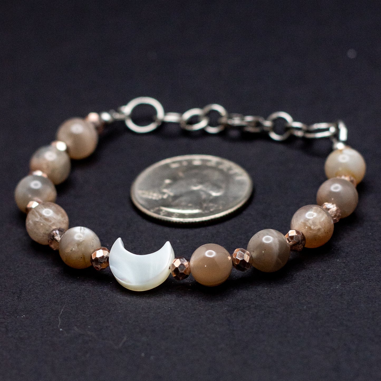 Crescent Mother of Pearl Moon & Moonstone Bracelet
