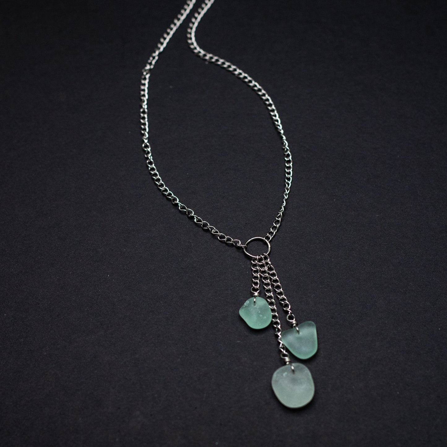 Seafoam Cascading Beach Glass Necklace — Nova Scotia