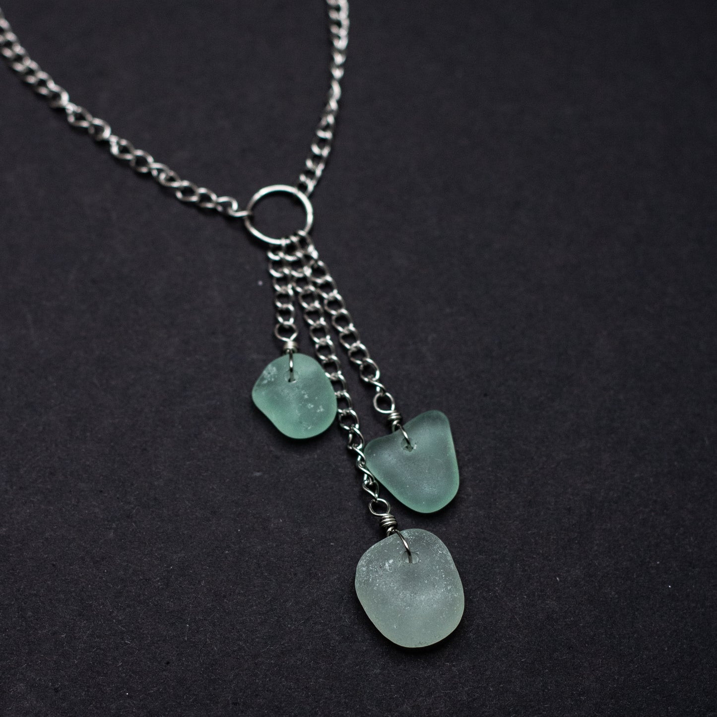 Seafoam Cascading Beach Glass Necklace — Nova Scotia