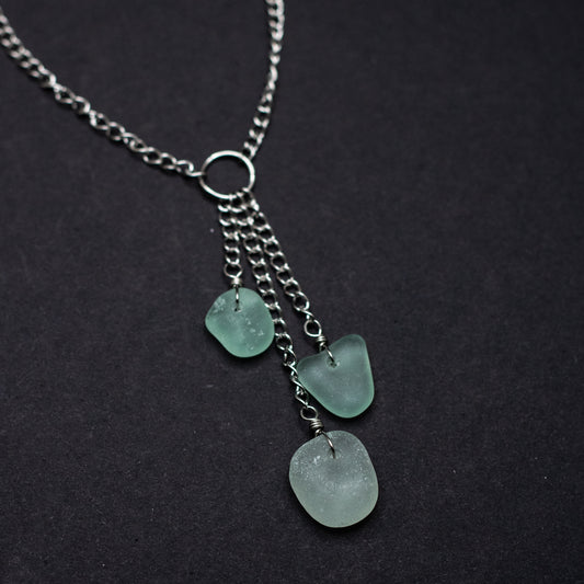 Seafoam Cascading Beach Glass Necklace — Nova Scotia