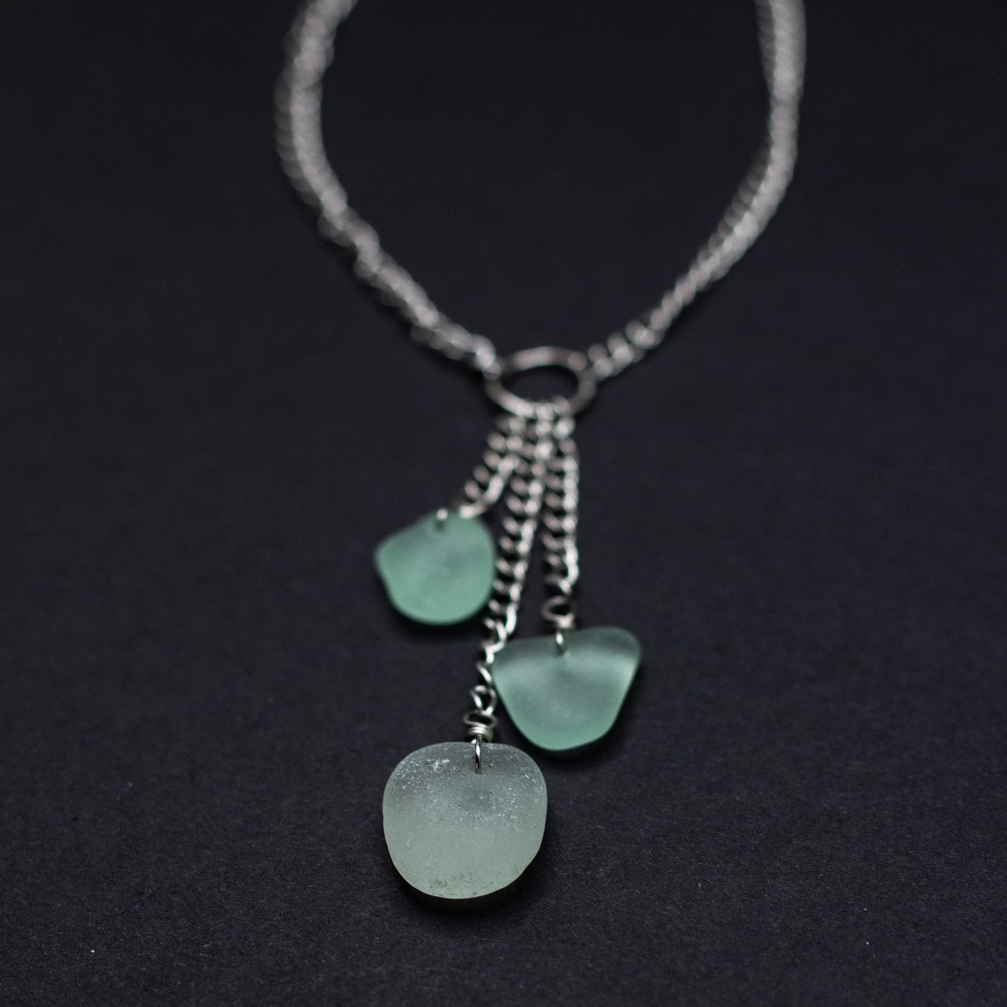 Seafoam Cascading Beach Glass Necklace — Nova Scotia