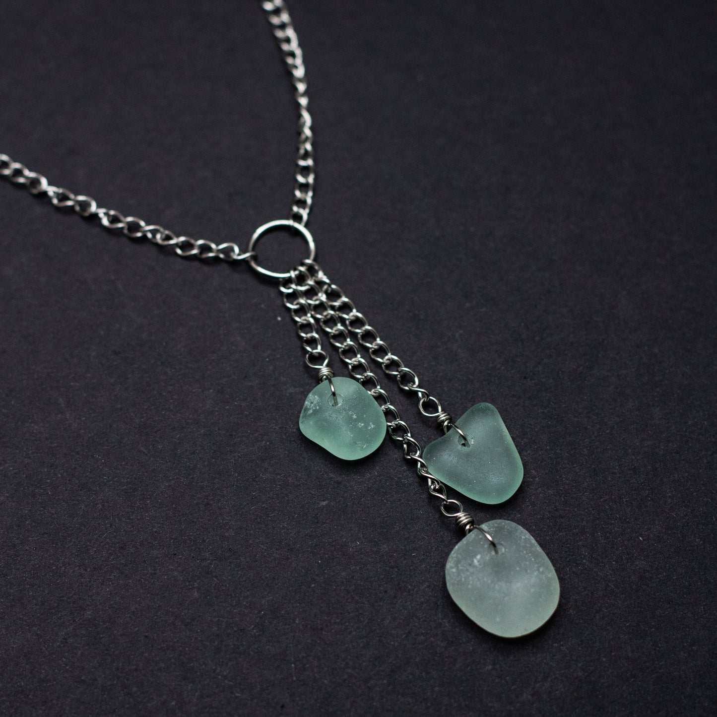 Seafoam Cascading Beach Glass Necklace — Nova Scotia