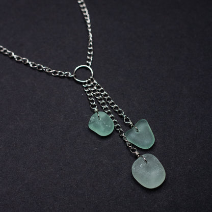 Seafoam Cascading Beach Glass Necklace — Nova Scotia