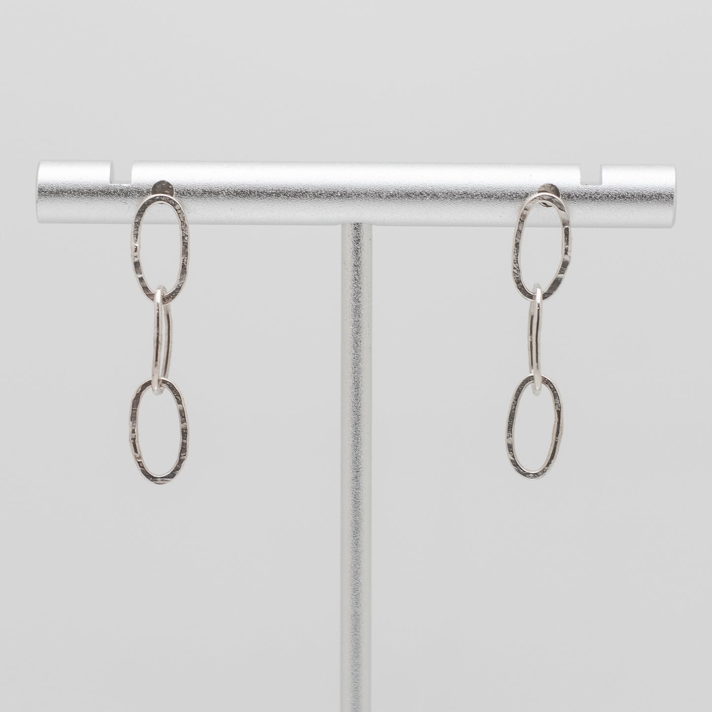 Textured Sterling Silver Paperclip Chain Post Earrings