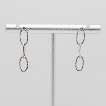 Textured Sterling Silver Paperclip Chain Post Earrings