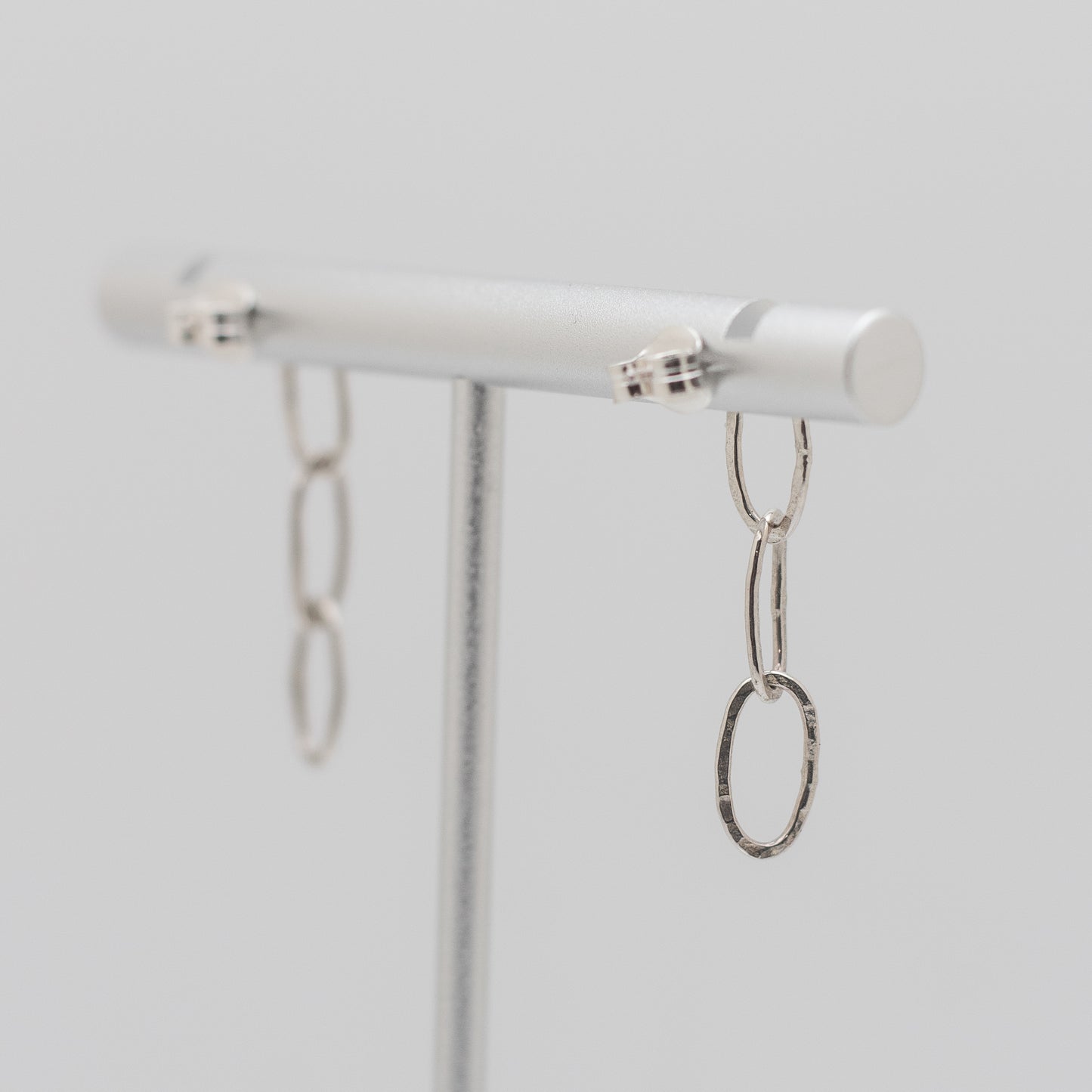 Textured Sterling Silver Paperclip Chain Post Earrings