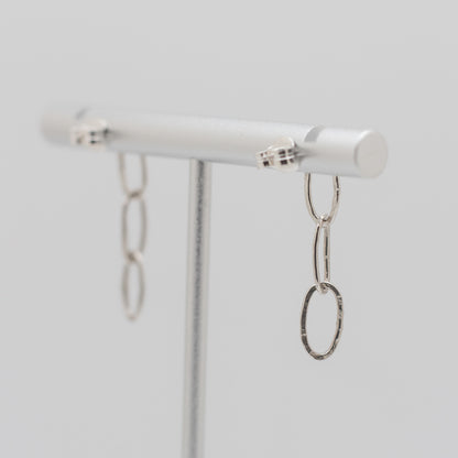 Textured Sterling Silver Paperclip Chain Post Earrings