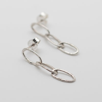 Textured Sterling Silver Paperclip Chain Post Earrings