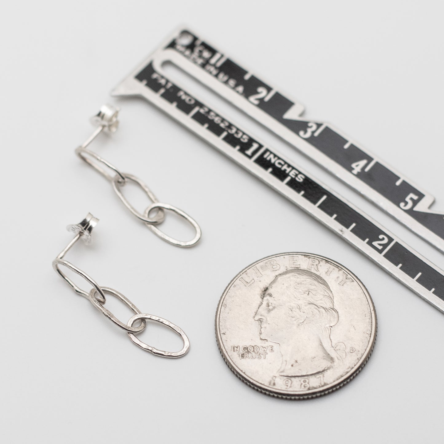 Textured Sterling Silver Paperclip Chain Post Earrings