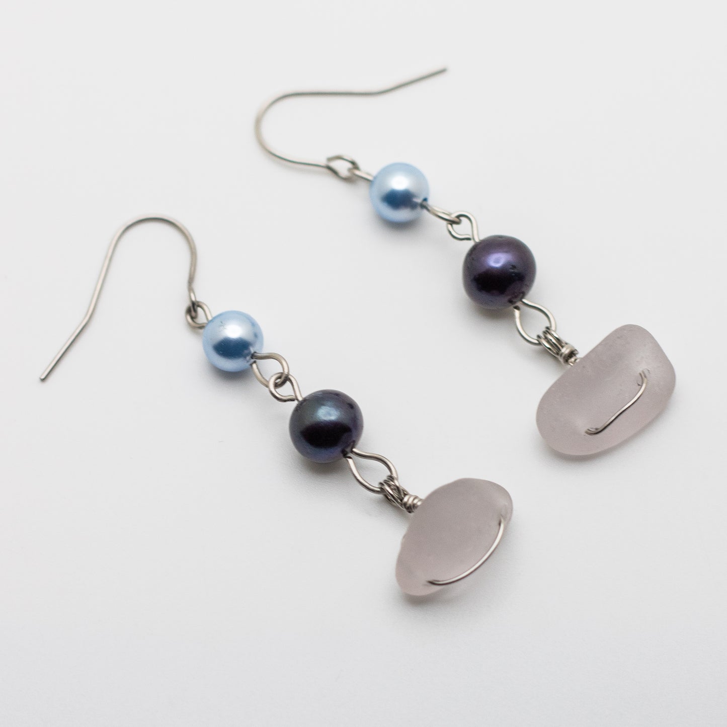 Lavender Beach Glass Earrings — Nova Scotia