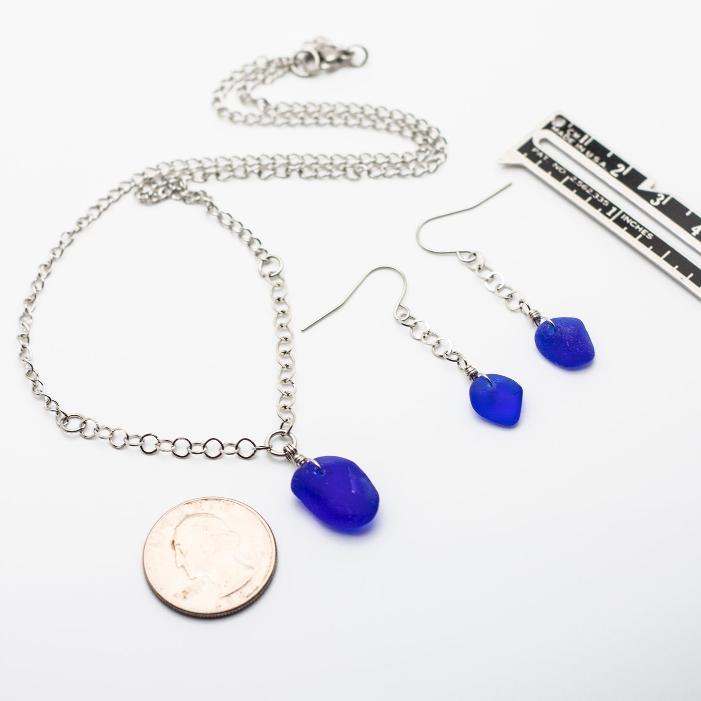 Cobalt Beach Glass Necklace & Earring Set — Nova Scotia