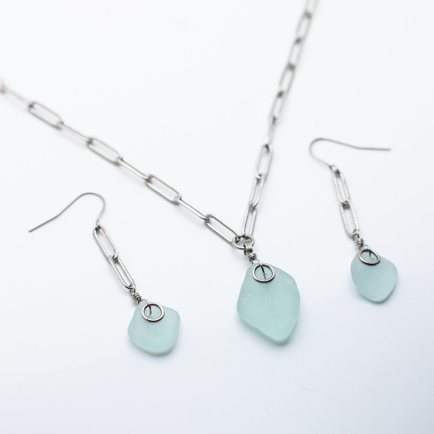 Aqua Beach Glass Necklace & Earring Set — Nova Scotia