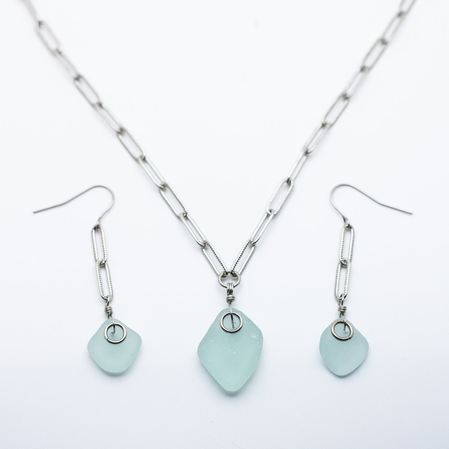 Aqua Beach Glass Necklace & Earring Set — Nova Scotia