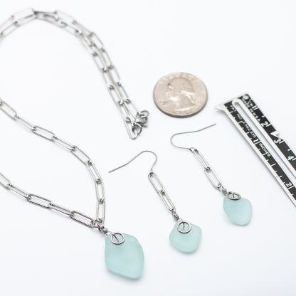 Aqua Beach Glass Necklace & Earring Set — Nova Scotia