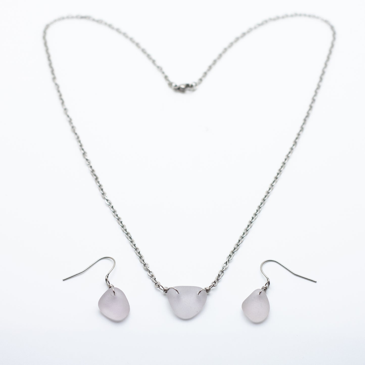 Lavender Beach Glass Necklace & Earring Set — Nova Scotia