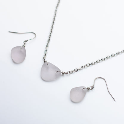 Lavender Beach Glass Necklace & Earring Set — Nova Scotia