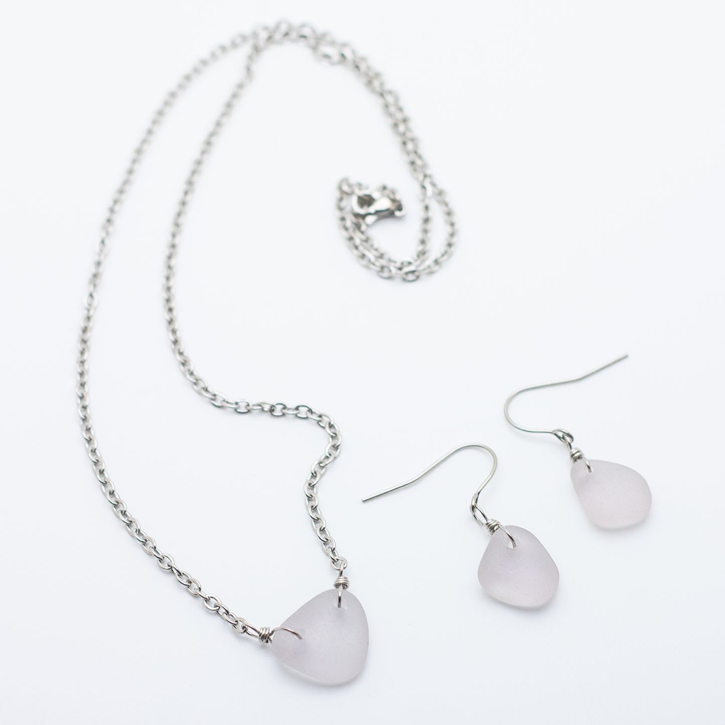 Lavender Beach Glass Necklace & Earring Set — Nova Scotia