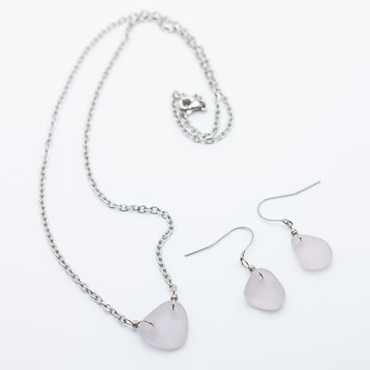 Lavender Beach Glass Necklace & Earring Set — Nova Scotia