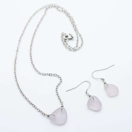 Lavender Beach Glass Necklace & Earring Set — Nova Scotia