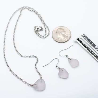 Lavender Beach Glass Necklace & Earring Set — Nova Scotia
