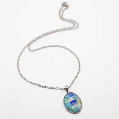 Blue Hue Mosaic Beach Glass Necklace — Nova Scotia