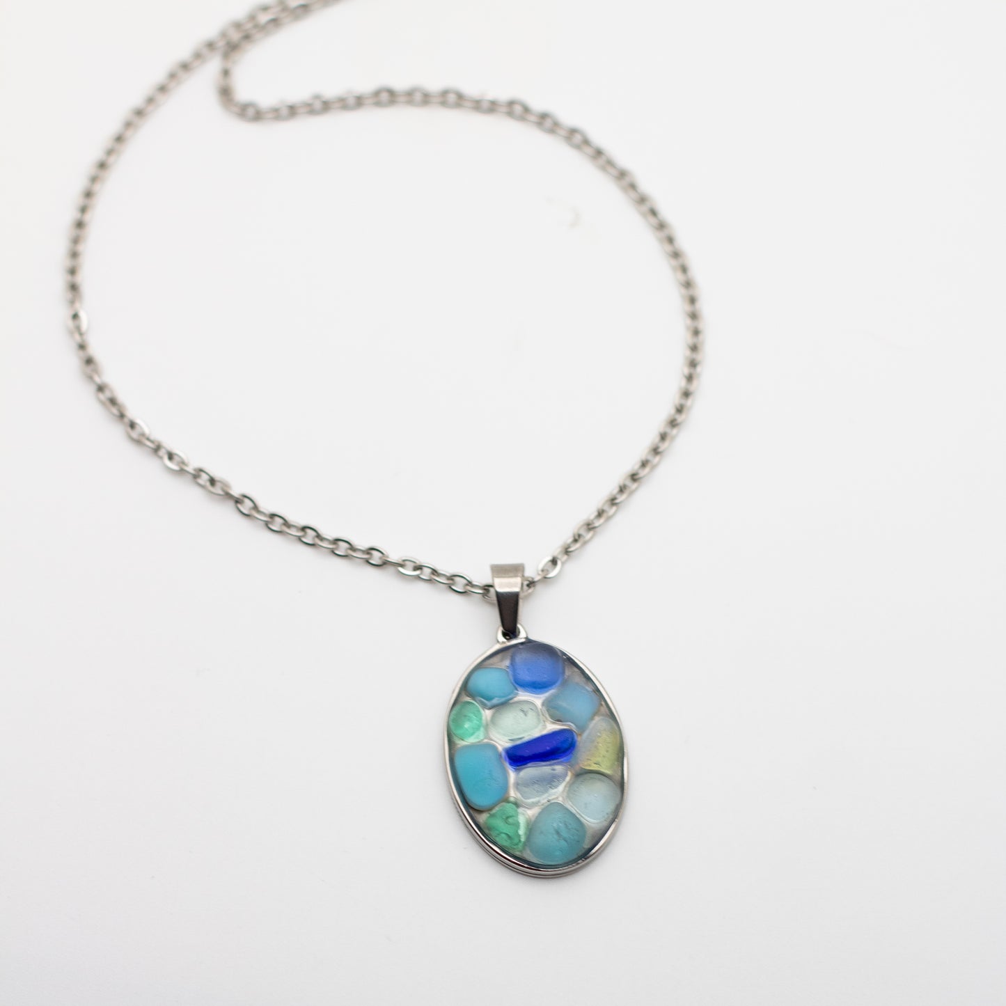 Blue Hue Mosaic Beach Glass Necklace — Nova Scotia