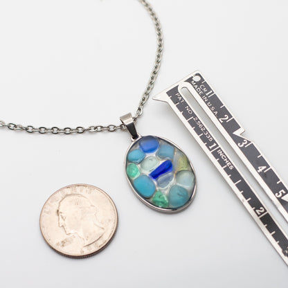 Blue Hue Mosaic Beach Glass Necklace — Nova Scotia