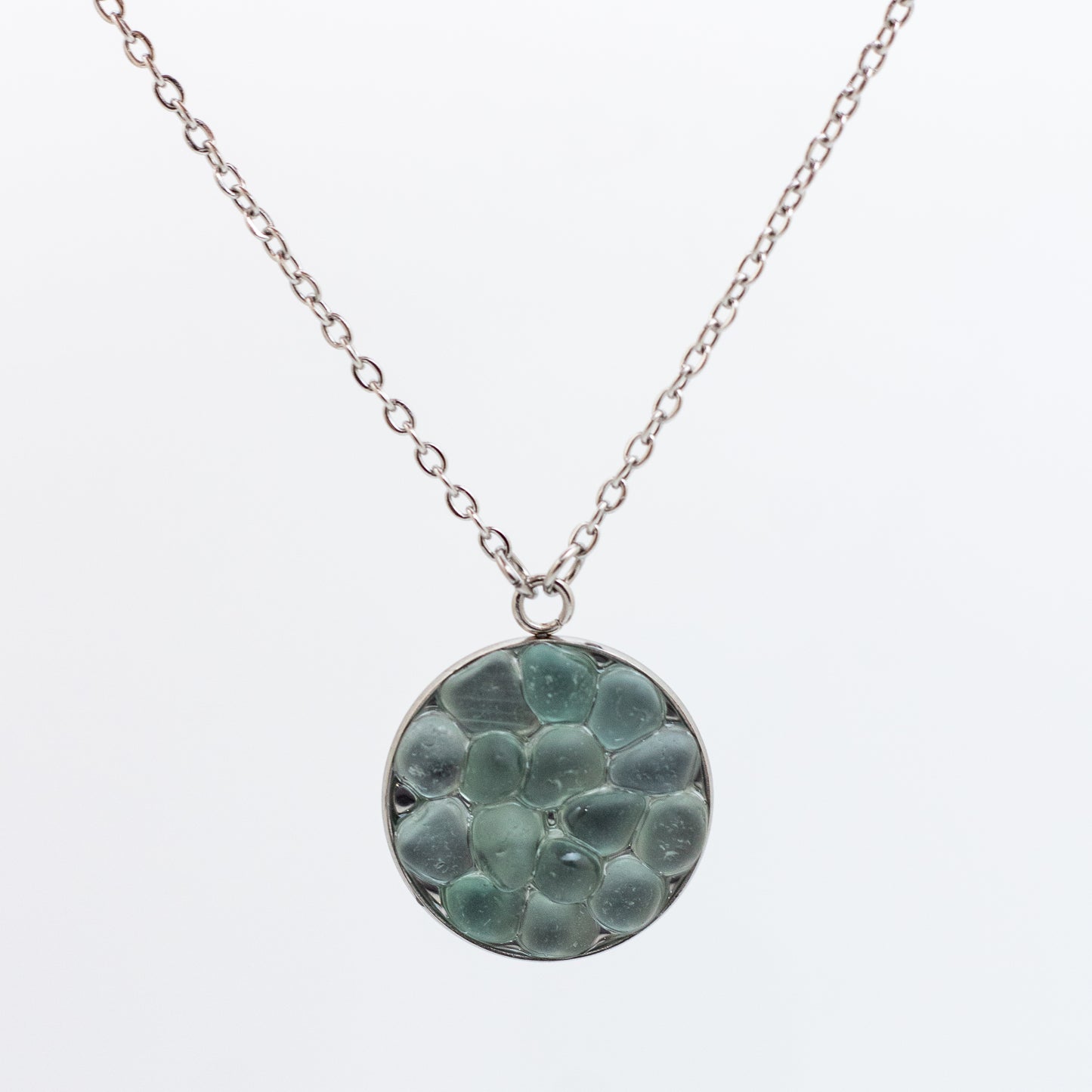 Aqua Beach Glass Mosaic Necklace — Nova Scotia