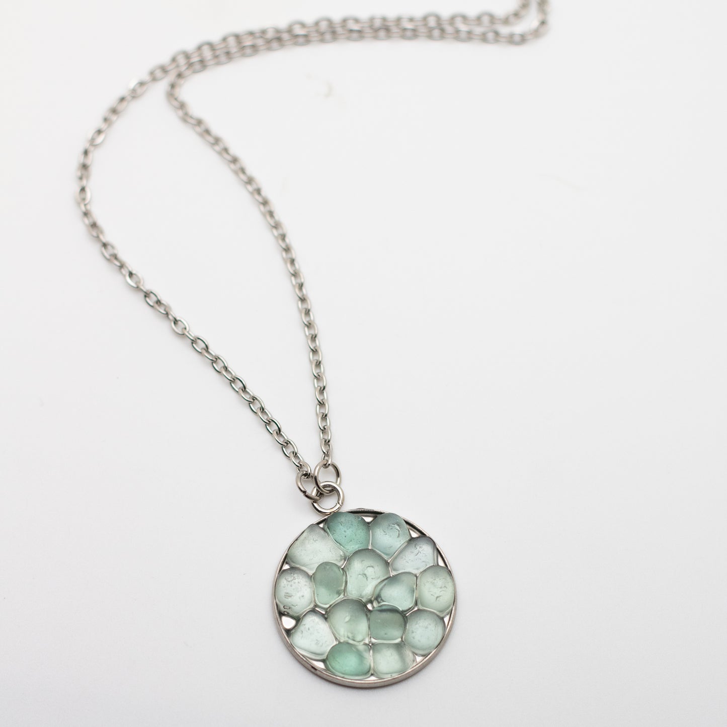 Aqua Beach Glass Mosaic Necklace — Nova Scotia