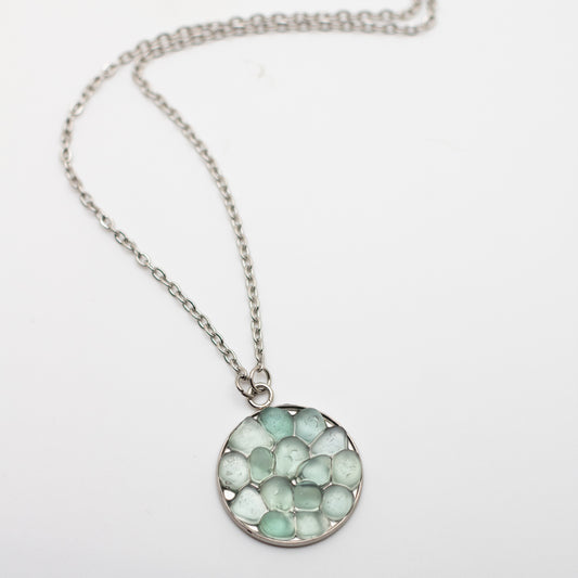 Aqua Beach Glass Mosaic Necklace — Nova Scotia