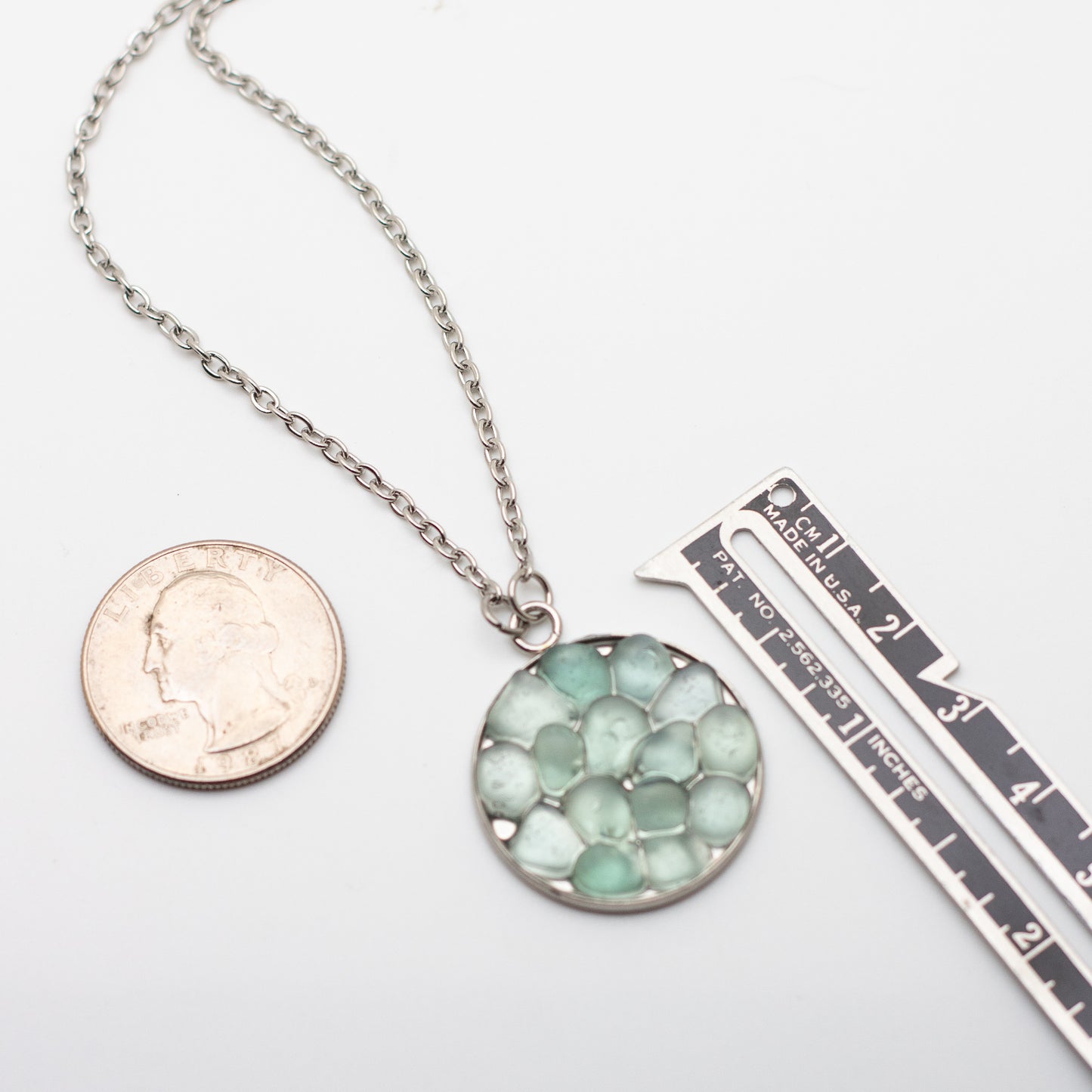 Aqua Beach Glass Mosaic Necklace — Nova Scotia