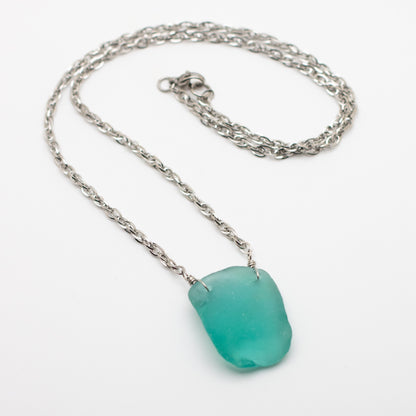 Aqua Beach Glass Vibrant Necklace — Nova Scotia
